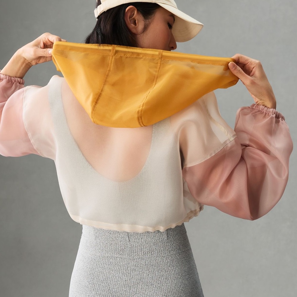 Sporty Sheer Cropped Hoodie via ANTHROPOLOGIE - Picture 4 of 9